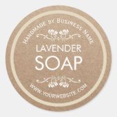 Handgefertigte Seife Vintage, florale Kraft Runder Aufkleber (Vorderseite)