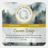 Handgefertigte Seifenaufkleber-Etikettendesign Quadratischer Aufkleber (Vorderseite)