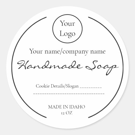 Handgefertigte Seifenkennzeichnungen Einfache Firm Runder Aufkleber (Vorderseite)