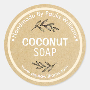 Handgefertigte Seifenspäne mit Blätter auf dem Auf Runder Aufkleber