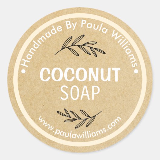 Handgefertigte Seifenspäne mit Blätter auf dem Auf Runder Aufkleber (Vorderseite)