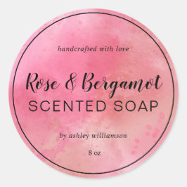 Handgefertigte Soap Custom Calligraphy Pink Waterc Runder Aufkleber