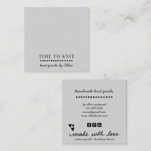 Handgefertigte Stricks Quadratische Visitenkarte (Vorne/Hinten)