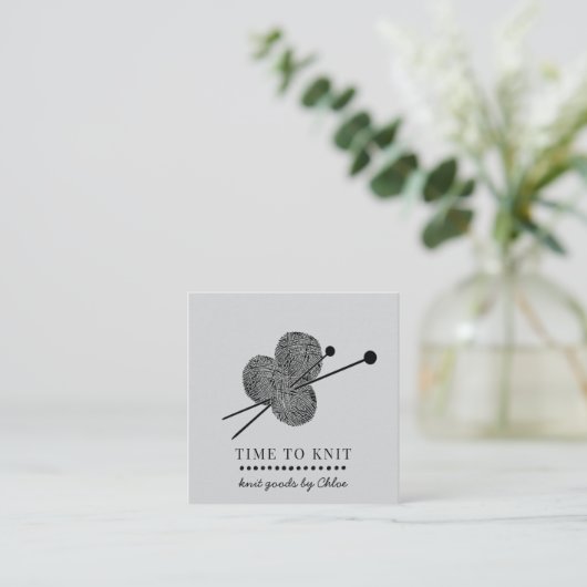 Handgefertigte Stricks Quadratische Visitenkarte (Stehend Vorderseite)