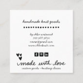 Handgefertigte Stricks Quadratische Visitenkarte (Rückseite)