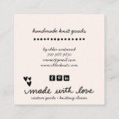 Handgefertigte Stricks Quadratische Visitenkarte (Rückseite)