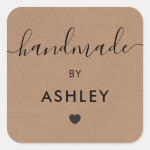 Handgefertigte Tags, Benutzerdefinierte Handwerksl Quadratischer Aufkleber