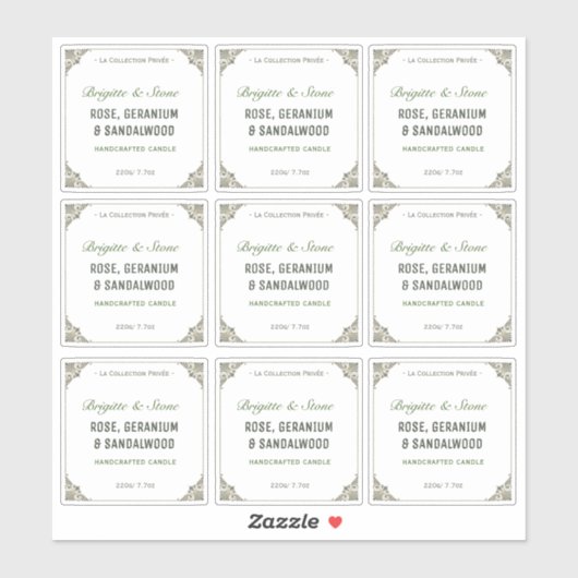 Handgefertigte transparente Kerze aus privater Sam Aufkleber (Blatt)