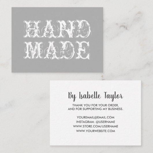 Handgefertigte trendige, einfache moderne Vintage Visitenkarte (Vorne/Hinten)