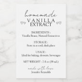 Handgefertigte Vanilla Extract Instruktion Lebensmitteletikett (Einzelnes Label)
