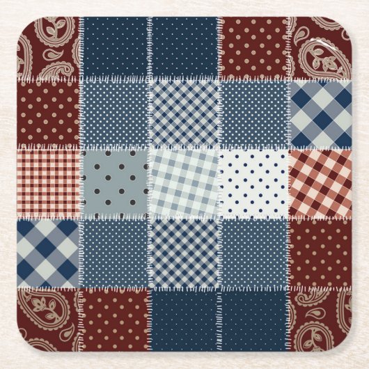 Handgefertigte Vintage Steppgewebe.Niedlich Rechteckiger Pappuntersetzer (Vorderseite)
