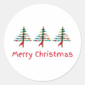 Handgefertigte Weihnachtsbäume - Moderne frohe Wei Runder Aufkleber (Vorderseite)