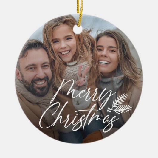 Handgefertigte Weihnachtsskripte mit Pine-Krawatte Keramik Ornament (Vorne)