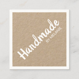 Handgefertigte, weiße Skripte, braune rustische Kr Quadratische Visitenkarte