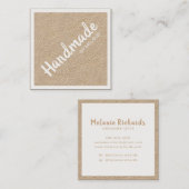 Handgefertigte, weiße Skripte, braune rustische Kr Quadratische Visitenkarte (Vorne/Hinten)