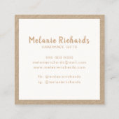 Handgefertigte, weiße Skripte, braune rustische Kr Quadratische Visitenkarte (Rückseite)