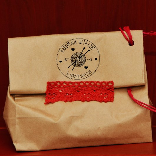 Handgefertigte Wolle mit Liebe, Gummistempel
