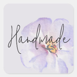 Handgefertigte zarte lavendelblaue Wasserfarben-Bl Quadratischer Aufkleber