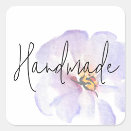 Handgefertigte zarte lavendelblaue Wasserfarben-Bl Quadratischer Aufkleber