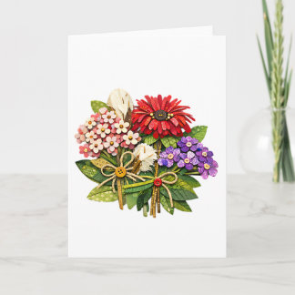 Handgefertigter Blumenstrauß in Mischtechnik Karte