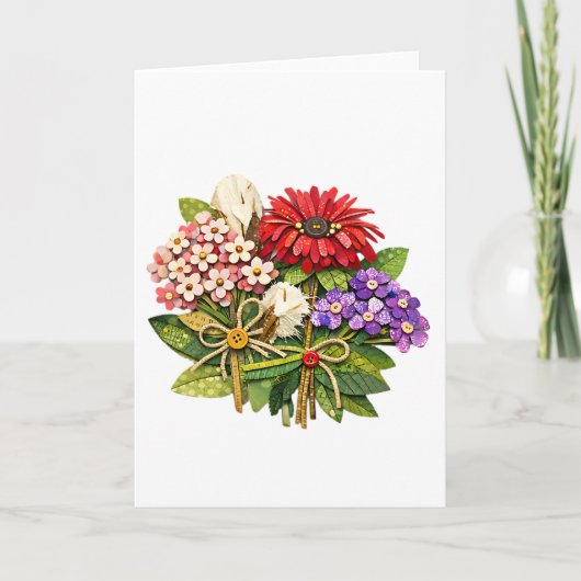 Handgefertigter Blumenstrauß in Mischtechnik Karte (Vorderseite)