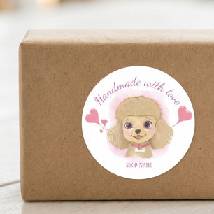 Handgefertigter Hundeaufkleber mit Liebe – Pastell Runder Aufkleber