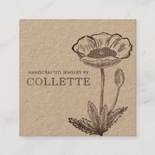 Handgefertigter Kraft-Blumen-Schmuckdesigner Quadratische Visitenkarte
