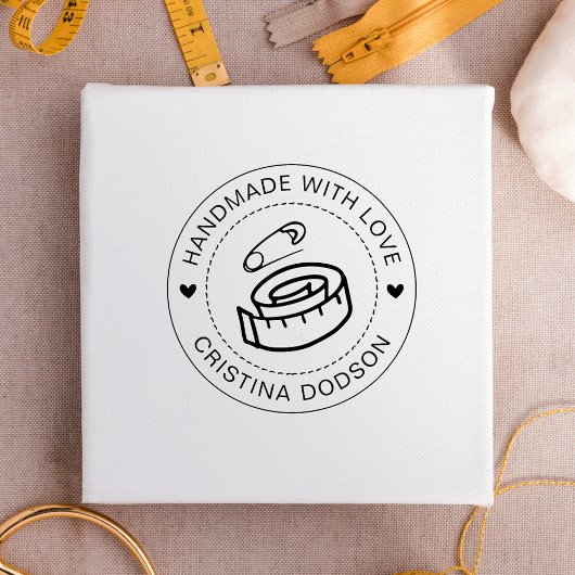 Handgefertigter Näh-Stempel mit individuellem Name Permastempel