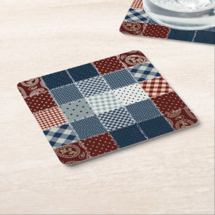 Handgefertigter vintage quiltstoff. Süß Rechteckiger Pappuntersetzer