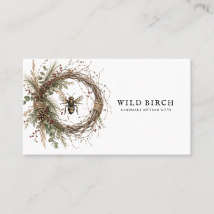 Handgefertigtes botanisches Kranz-Logo Visitenkarte