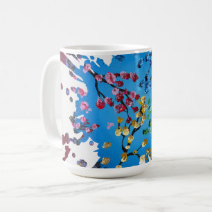 Handgefertigtes Kunstwerk - Das Blumenrad Kaffeetasse