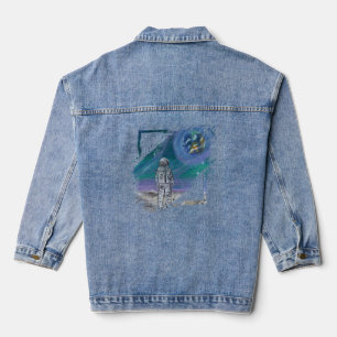 Handgefertigtes Kunstwerk - Erdansicht  Jeansjacke