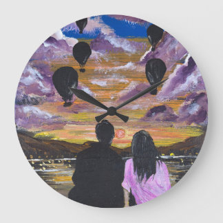 Handgefertigtes Kunstwerk – Gemeinsamer Sonnenunte Große Wanduhr