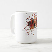 Handgefertigtes Kunstwerk - Oranger Wald Kaffeetasse (Vorderseite Links)