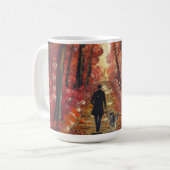 Handgefertigtes Kunstwerk - Oranger Wald Kaffeetasse (Vorderseite Links)