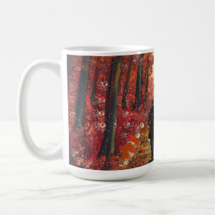 Handgefertigtes Kunstwerk - Oranger Wald Kaffeetasse