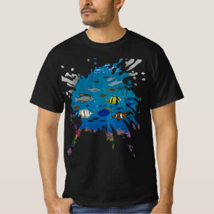 Handgefertigtes Kunstwerk - Ozeantiefen T-Shirt