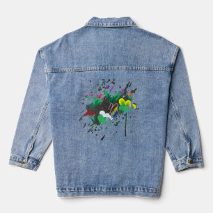 Handgefertigtes Kunstwerk - Schmetterlingsblüte Jeansjacke