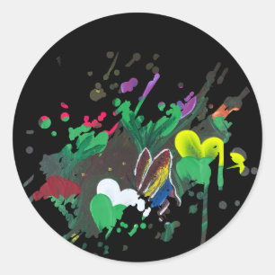 Handgefertigtes Kunstwerk - Schmetterlingsblüte Runder Aufkleber