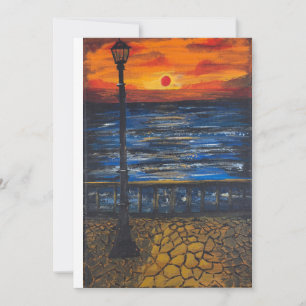 handgefertigtes Kunstwerk/ Sonnenuntergang am Meer Einladung