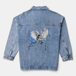 Handgefertigtes Kunstwerk - Tanz mit dem Mond Jeansjacke