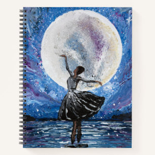 Handgefertigtes Kunstwerk - Tanz mit dem Mond Notizblock