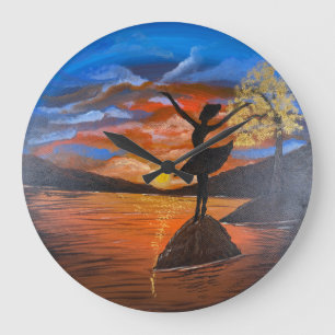Handgefertigtes Kunstwerk / Tanz mit der Sonne Große Wanduhr
