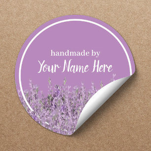 Handgefertigtes Produkt Elegante Lavendel-Blumen G Runder Aufkleber