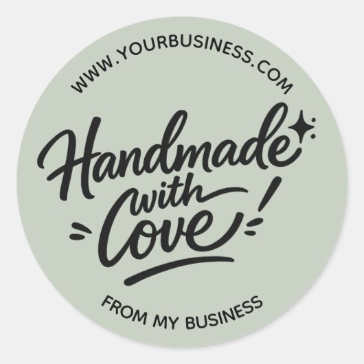 Handgefertigtes Verpackungs-Sticker mit Liebe Runder Aufkleber (Vorderseite)
