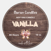 Handgefertigtes Vintages, florales rustikales Holz Runder Aufkleber (Vorderseite)