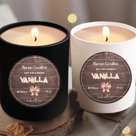 Handgefertigtes Vintages, florales rustikales Holz Runder Aufkleber