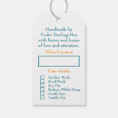 Handgegossen nur für Sie - weißes Gewirr Geschenkanhänger (Rückseite)