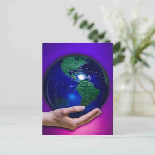 Handgehaltene Erde Postkarte (Stehend Vorderseite)