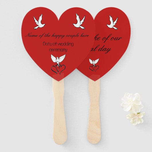 Handgehaltener Lüfter - Red Pride Wedding Keepake Fächer (Vorne und Hinten)